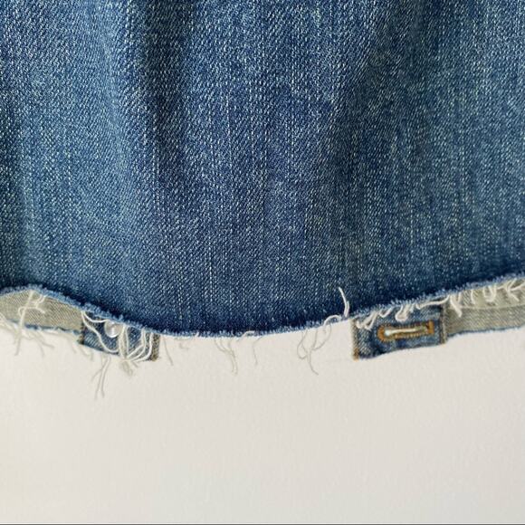 Free People Blue Lace Panel Denim Jean Jacket size small - Picture 8 of 10